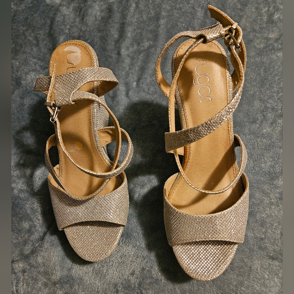 Women's Silver Wedges 8.5